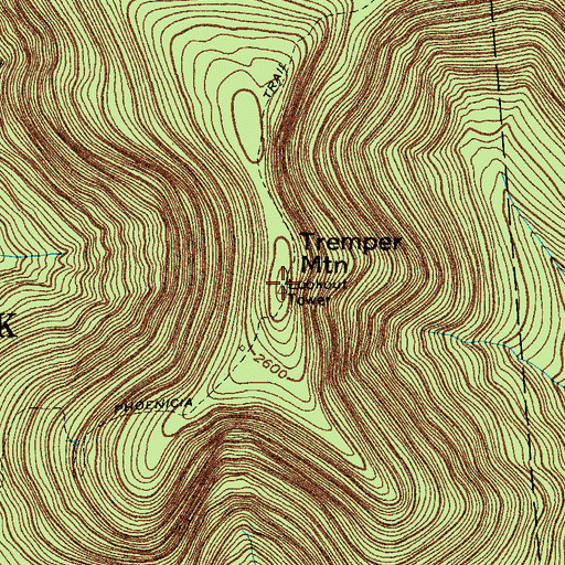 Topographic Map of Tremper Mountain, NY