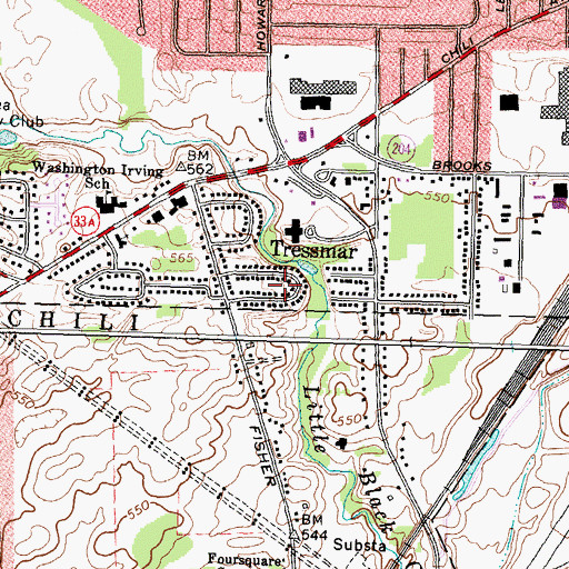 Topographic Map of Tressmar, NY