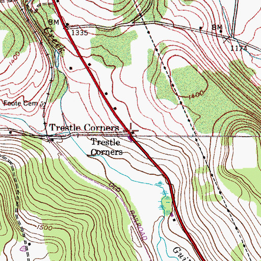 Topographic Map of Trestle Corners, NY