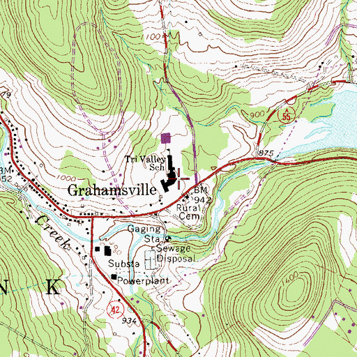 Topographic Map of Tri - Valley High School, NY