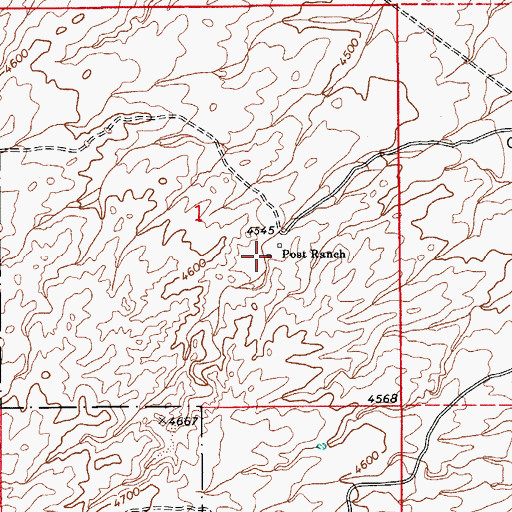 Topographic Map of Post Ranch, AZ