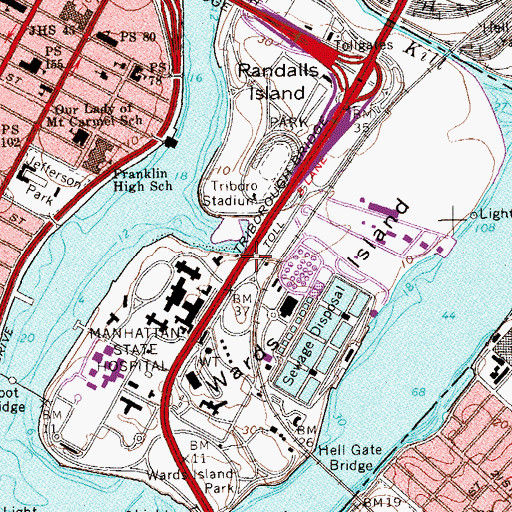 Topographic Map of Robert F Kennedy Memorial Bridge, NY