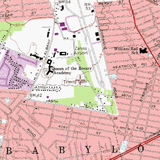 Topographic Map of Trinity Cemetery, NY
