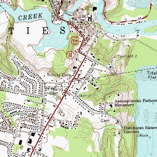 Topographic Map of Trinity Episcopal Church Cemetery, NY