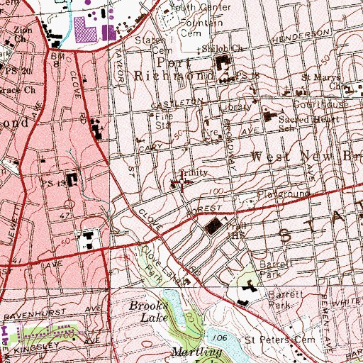 Topographic Map of Trinity Church, NY