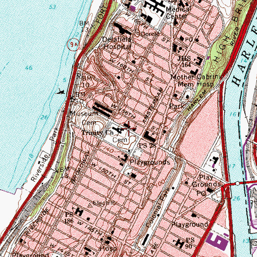Topographic Map of Church of the Intercession, NY