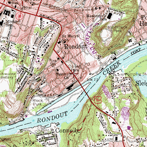Topographic Map of Trinity Methodist Church, NY