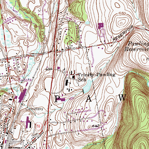 Topographic Map of Trinity-Pawling School, NY