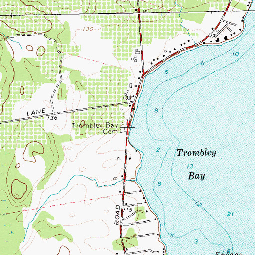 Topographic Map of Trombley Bay Cemetery, NY