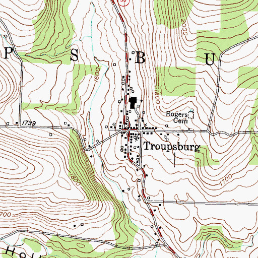 Topographic Map of Troupsburg, NY