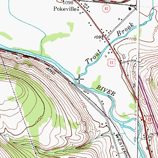 Topographic Map of Trout Brook, NY