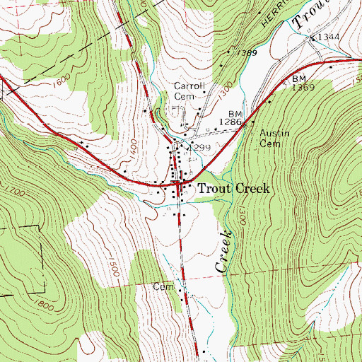 Topographic Map of Trout Creek, NY