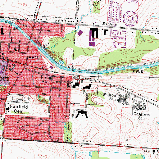Topographic Map of Trowbridge School, NY