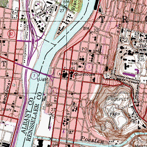 Topographic Map of Troy, NY