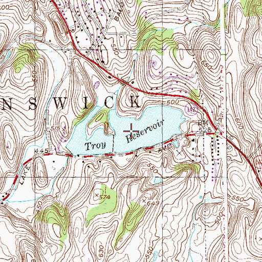 Topographic Map of Troy Reservoir, NY