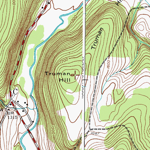 Topographic Map of Truman Hill, NY