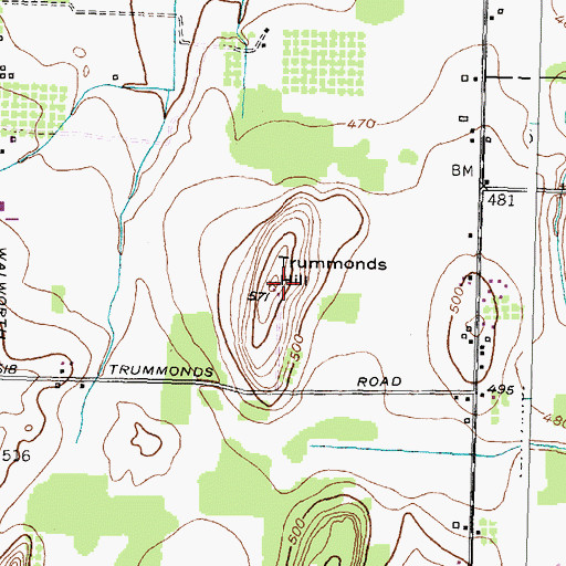 Topographic Map of Trummonds Hill, NY