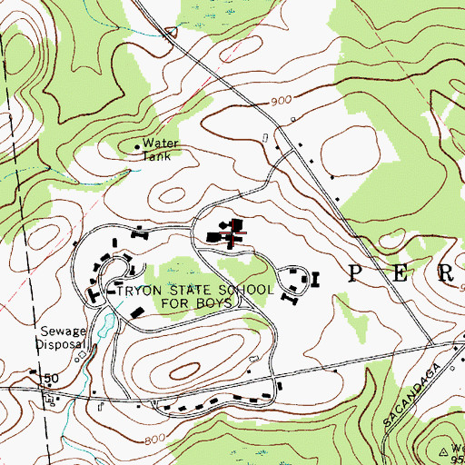 Topographic Map of Tryon State School for Boys, NY