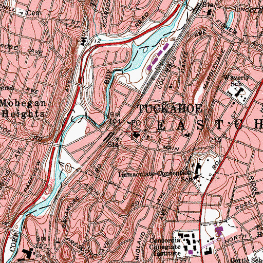 Topographic Map of Tuckahoe, NY