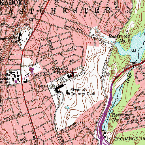 Topographic Map of Tuckahoe High School, NY
