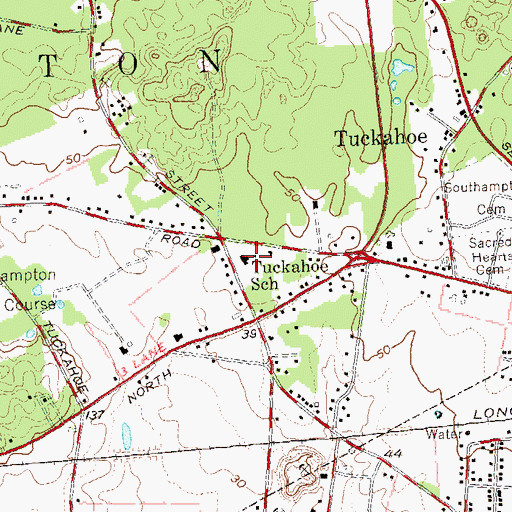 Topographic Map of Tuckahoe School, NY