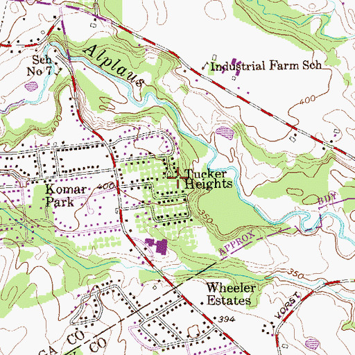 Topographic Map of Tucker Heights, NY