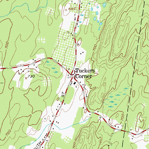 Topographic Map of Tuckers Corner, NY