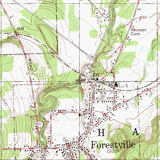 Topographic Map of Tupper Creek, NY