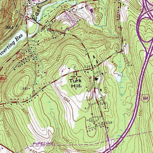 Topographic Map of Turk Hill, NY
