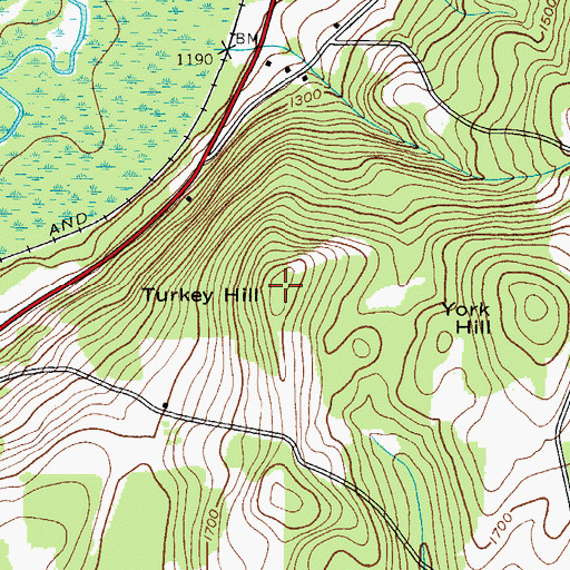 Topographic Map of Turkey Hill, NY