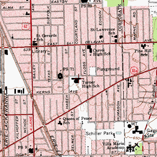 Topographic Map of Turner High School, NY