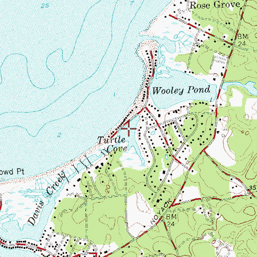 Topographic Map of Turtle Cove, NY