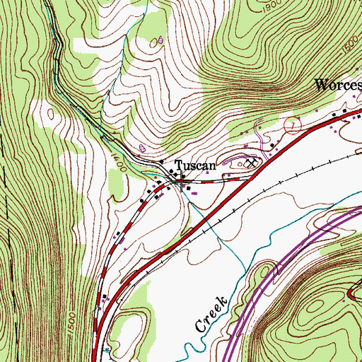 Topographic Map of Tuscan, NY
