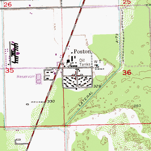 Topographic Map of Poston, AZ