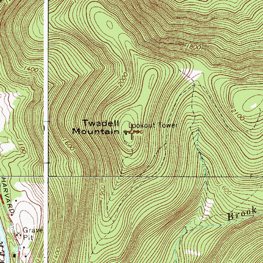 Topographic Map of Twadell Mountain, NY