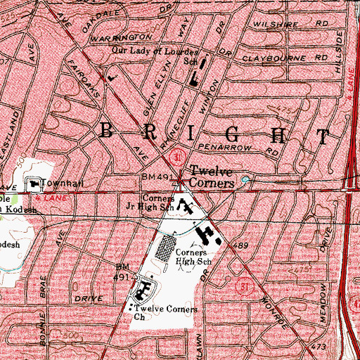 Topographic Map of Twelve Corners, NY