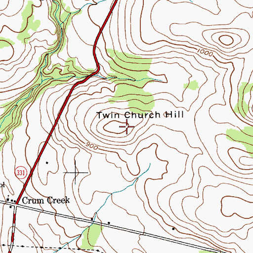 Topographic Map of Twin Church Hill, NY