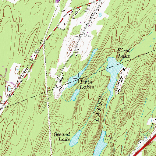 Topographic Map of Twin Lakes, NY
