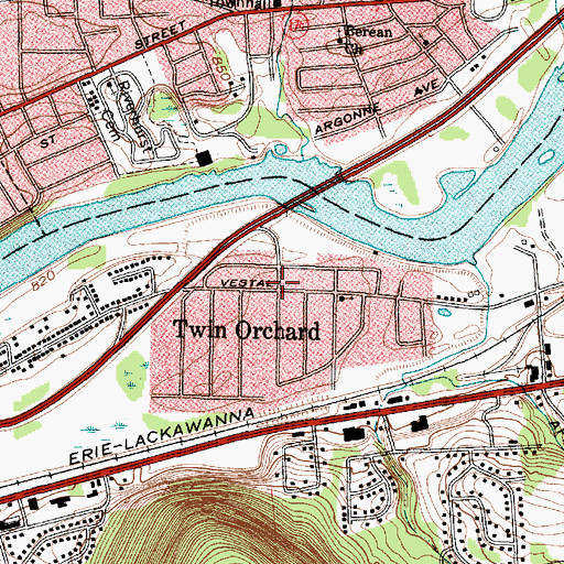 Topographic Map of Twin Orchard, NY