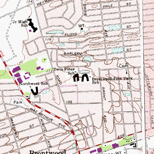Topographic Map of Twin Pines Elementary School, NY