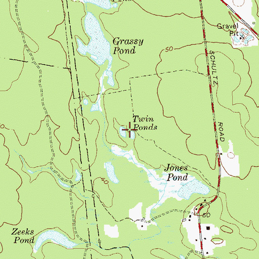 Topographic Map of Twin Ponds, NY