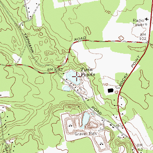 Topographic Map of Twin Ponds, NY