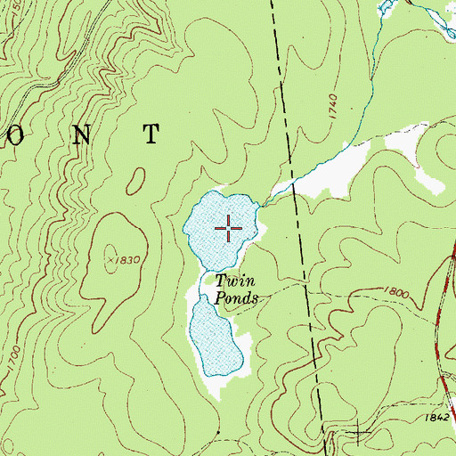 Topographic Map of Twin Ponds, NY