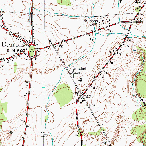 Topographic Map of Twitchel Cemetery, NY