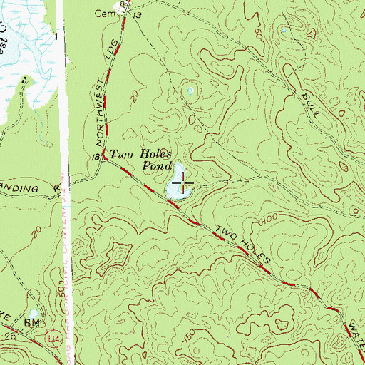 Topographic Map of Two Holes Pond, NY