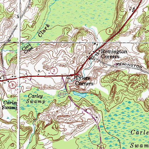 Topographic Map of Tylers Corners, NY