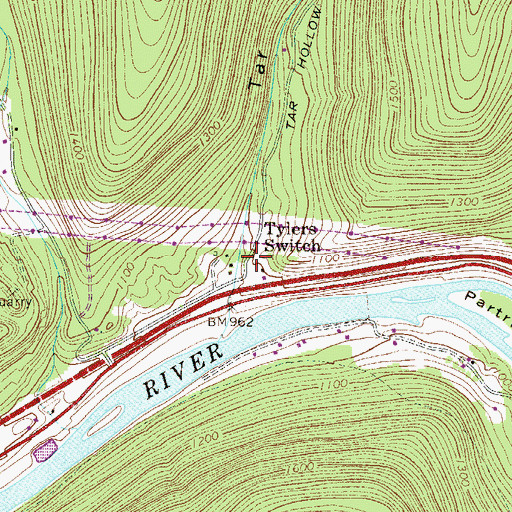 Topographic Map of Tylers Switch, NY