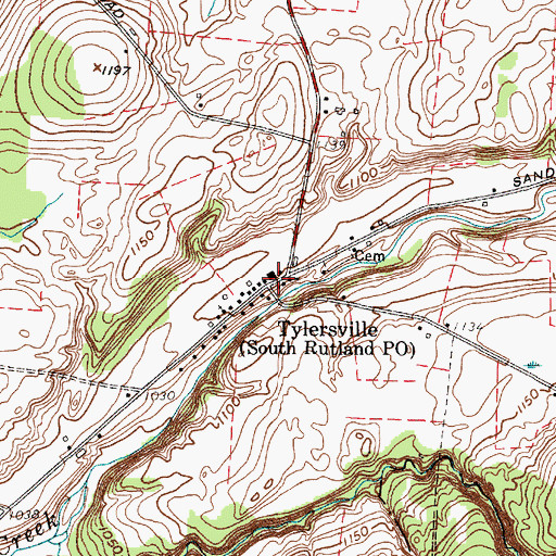 Topographic Map of Tylersville, NY