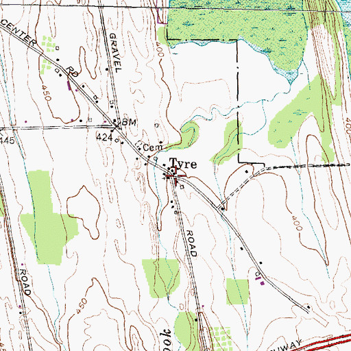 Topographic Map of Tyre, NY