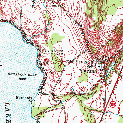Topographic Map of Tyrone Union Cemetery, NY